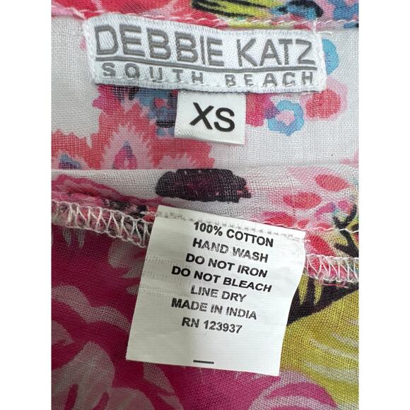 Debbie Katz inez Zara fpink loral midi wrap sheer summer resort dress XS - Picture 12 of 14